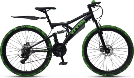 WYNN Mountainbike Fully 26 Zoll FLY1.0 schwarz-grün Rahmenhöhe 46 cm Damen Herren 21 Gänge mech. Scheibenbremse