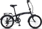 WYNN Faltrad 20 Zoll FOLD1.0 schwarz Rahmenhöhe 27 cm Damen Herren Klapprad 6 Gänge V-Brake