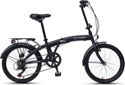 WYNN Faltrad 20 Zoll FOLD1.0 schwarz Rahmenhöhe 27 cm Damen Herren Klapprad 6 Gänge V-Brake