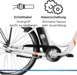 Zündapp Z510 E Bike 28 Zoll Damenfahrrad ab 155 cm mit 3 Gang Nabenschaltung und Rücktrittbremse weiß/orange – Image 7