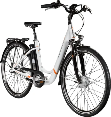 Zündapp Z510 E Bike 28 Zoll Damenfahrrad ab 155 cm mit 3 Gang Nabenschaltung und Rücktrittbremse weiß/orange