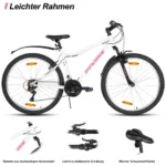 Hiland 26 Zoll Damen Mountainbike, 18-Gang Schaltung, Mountainbike mit V-Bremsen, Robustes MTB für Frauen Studenten-Pendlerfahrrad, Weiß – Image 2