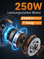 HillMiles E Bike, E-Bike Klapprad mit 36V 13Ah Akku bis zu 80-100km, 20 *3.0 Zoll, 7-Gang SHIMANO, 250W Motor & 25km/h MilePort 1 – Image 2