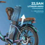 2025 20×3.0Zoll 22.5AH E-Bike Klappräder Elektrofahrrad Pedelec, elektrisches Faltrad 7-Gang City E-Bikes & E-Hollandräder 25 km/h Wasserdicht Schwarz – Image 4