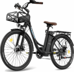 E-Bike 26 Zoll 158 - 198 cm Pannensichere Reifen 36 V 20,3 Ah 730,8 Wh bis zu 160 - 200 km Wasserdicht IP54 mit 7 Gang, Schwarz – Image 4