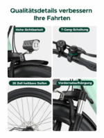 HillMiles E Bike, City E-Bike & E-Hollandrad mit 36V 13Ah Akku bis zu 80-100km, SHIMANO 7-Gang, 250W Motor&25km/h, MileCity1 – Image 4