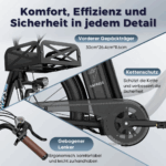 E-Bike 26 Zoll 158 - 198 cm Pannensichere Reifen 36 V 20,3 Ah 730,8 Wh bis zu 160 - 200 km Wasserdicht IP54 mit 7 Gang, Schwarz – Image 15