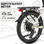 SAXXX Faltrad E-Bike Foldi, 410Wh Akku , 80 km Reichweite, Shimano Nexus 7-Gang, 250 W Hinterradmotor, 20 × 2.3″ CST, mechanische Scheibenbremse, Grau – Image 8